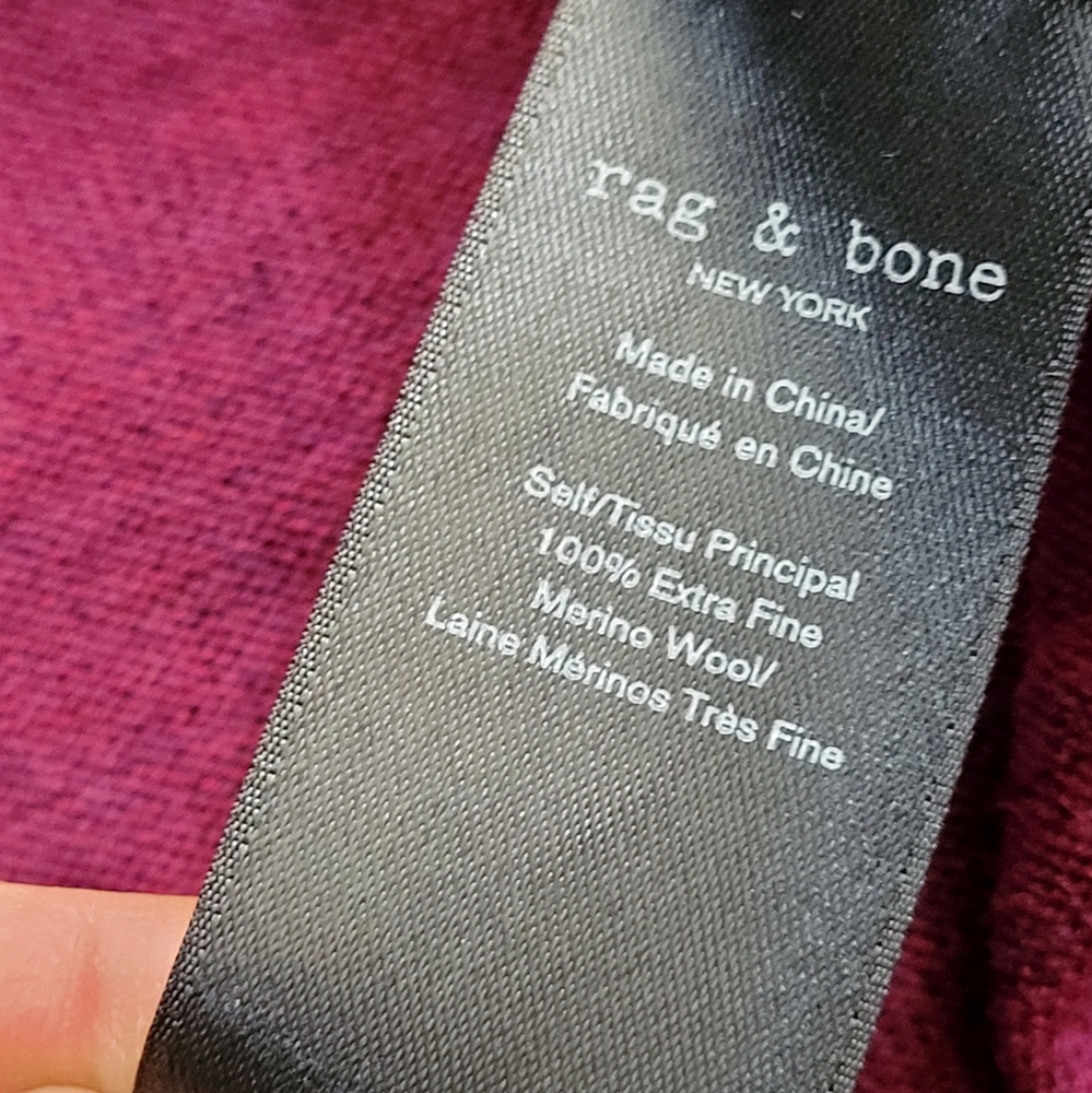 RAG & BONE Pamela Raspberry Magenta Heather Merino Wool Lightweight Sweater S - Picture 7 of 9